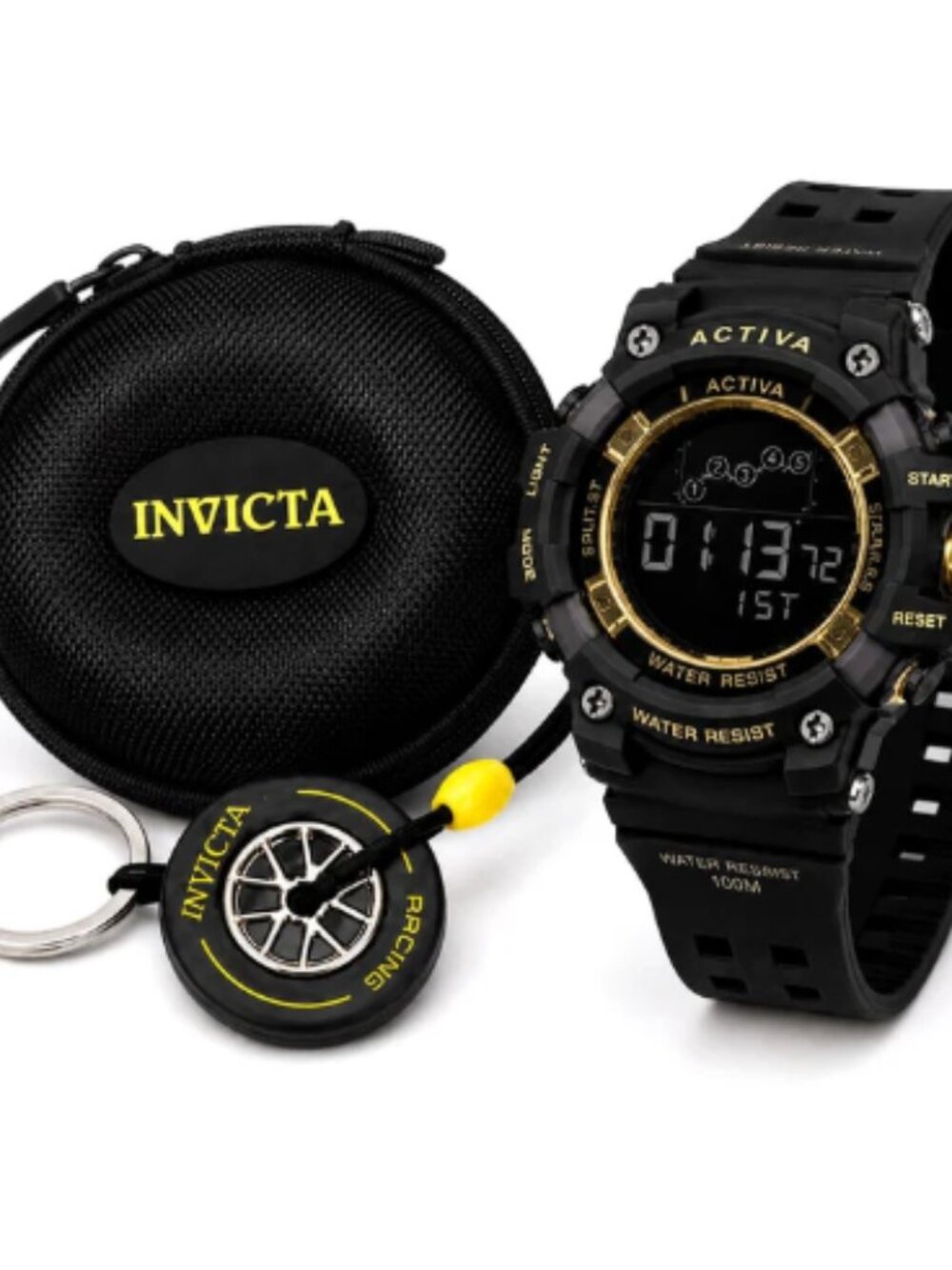 Share Set Activa Rally Edition X invicta Unisex 50mm Black/ Gold Watch